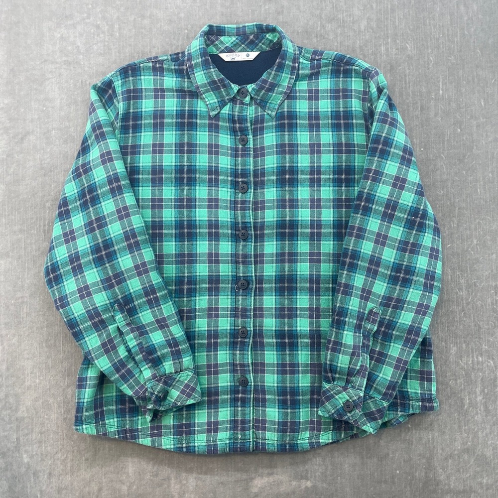 Lee Mens X-Large Green Plaid Flannel Shirt Fleece Lined Button Down SNP6VWG